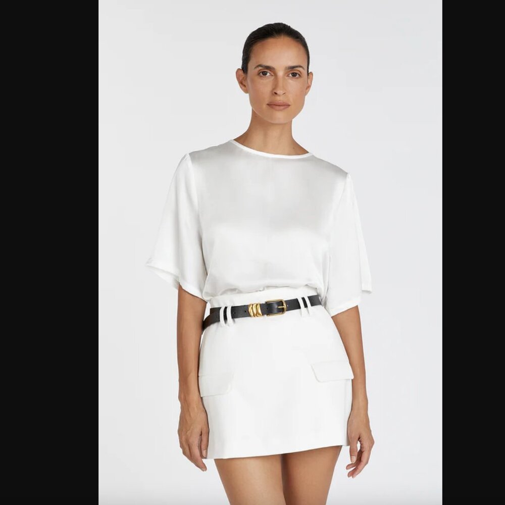 DISSH Layla White Silk Tee | Size 4